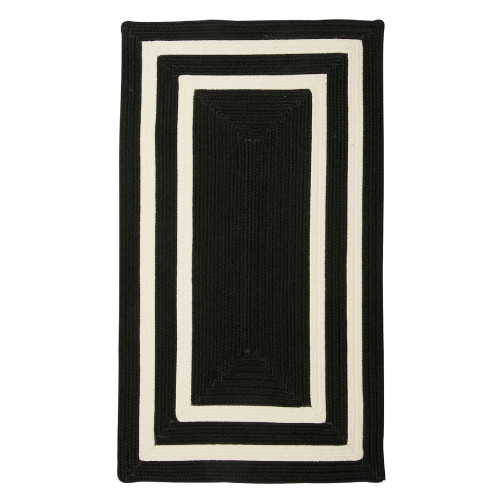 8' Black and White Square Modern Braided Area Throw Rug - IMAGE 1