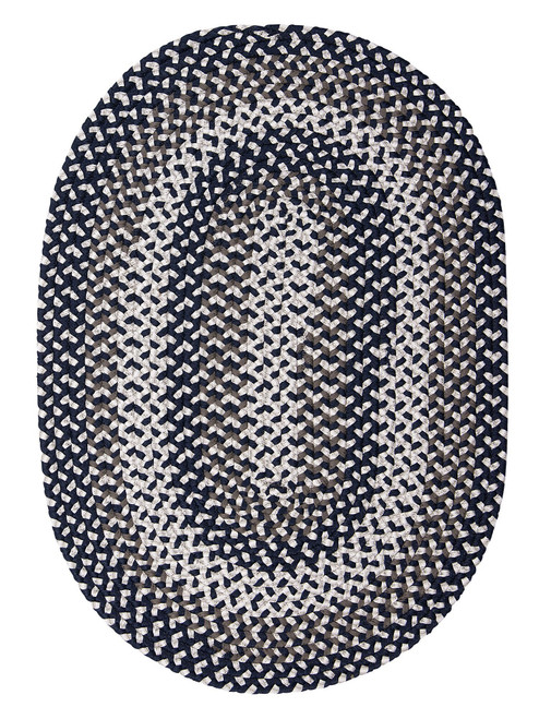 8' x 11' Oxford Blue and Ash Gray Reversible Oval Nursery Rug - IMAGE 1