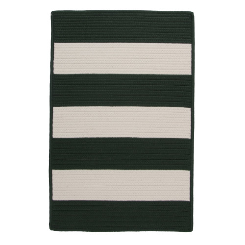 8' x 11' Green Striped All Purpose Handcrafted Reversible Rectangular Outdoor Area Throw Rug - IMAGE 1