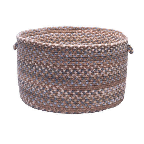 14" Brown and Beige Braided Round Storage Basket - IMAGE 1