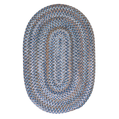 5' x 8' Laguna Blue Oval Rustic Area Throw Rug - IMAGE 1