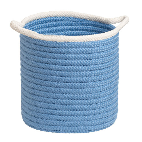12" Blue and White Handmade Braided Basket - IMAGE 1
