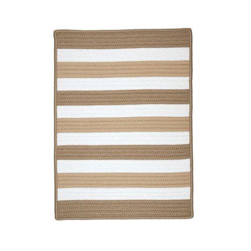 2' x 4' Brown and White Handmade Rectangular Striped Area Throw Rug - IMAGE 1