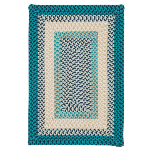 11' Oceanic Blue and Beige Square Braided Area Rug - IMAGE 1