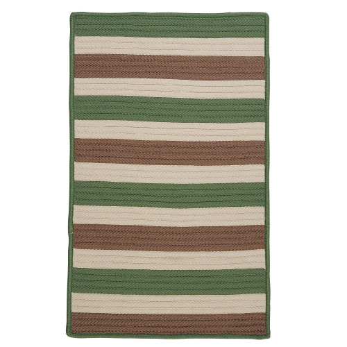 3' x 5' Moss Green and Brown Rectangular Braided Area Rug - IMAGE 1
