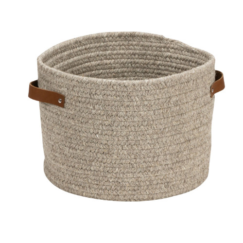 16" Wheat Gray Round Handmade Braided Storage Basket - IMAGE 1