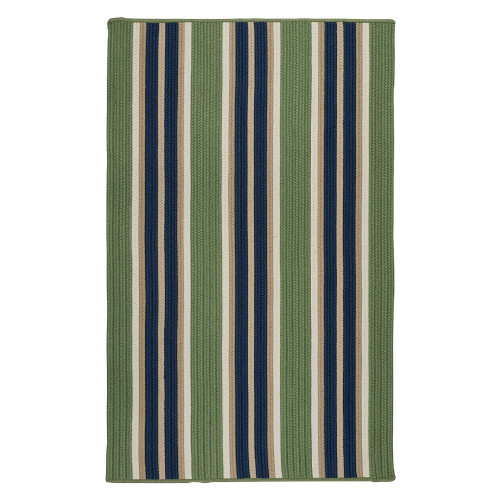 3' x 5' Green and Blue Striped Rectangular Area Throw Rug - IMAGE 1