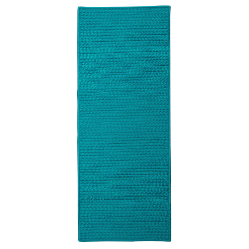 2.5' x 16' Aqua Blue All Purpose Handmade Reversible Rectangle Mudroom Area Throw Rug Runner - IMAGE 1