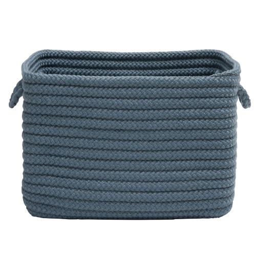 12" Air Force Blue Rectangular Handmade Braided Basket - IMAGE 1
