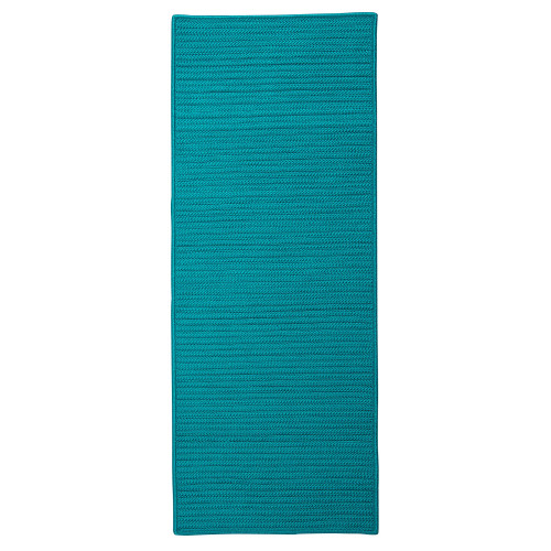 2' x 10' Aqua Blue All Purpose Handmade Reversible Rectangle Mudroom Area Throw Rug Runner - IMAGE 1