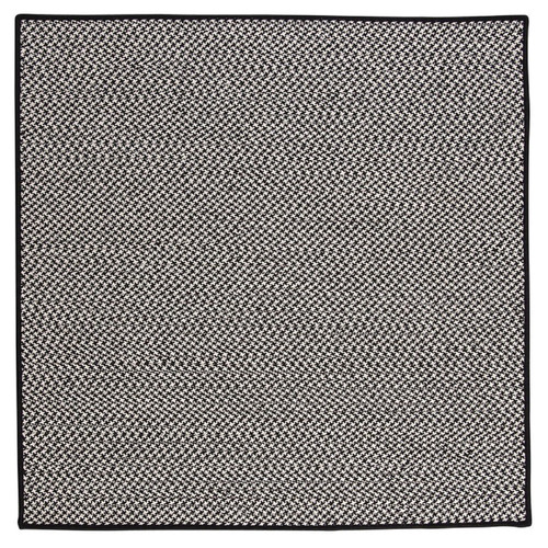 4' Black and White Handmade Braided Square Area Throw Rug - IMAGE 1