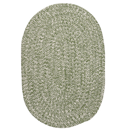 4' x 7' Green and Grey All Purpose Handcrafted Reversible Oval Outdoor Area Throw Rug - IMAGE 1