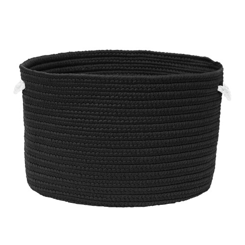 16" Black Round Handmade Braided Toy Basket - IMAGE 1