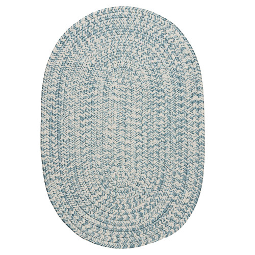 6' x 8' Denim Blue and Gray All Purpose Handcrafted Reversible Oval Outdoor Area Throw Rug - IMAGE 1