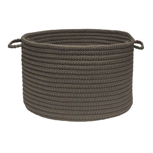 24" Ash Gray Handcrafted Round Braided Basket - IMAGE 1