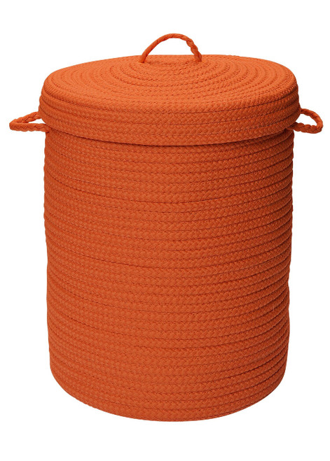 24" Orange Handmade Braided Hamper With Lid - IMAGE 1