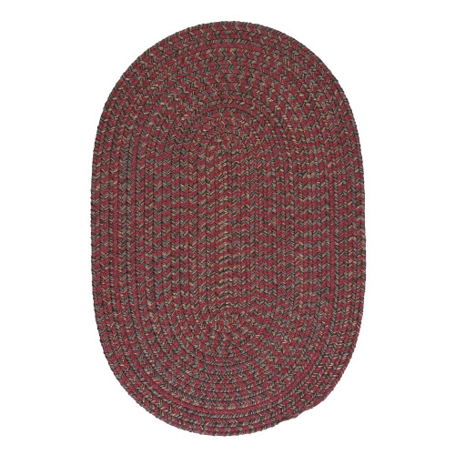 4' Red and Brown Handmade Braided Round Area Throw Rug - IMAGE 1