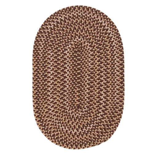 6' x 9' Brown and White Tweed All Purpose Handcrafted Reversible Oval Area Throw Rug - IMAGE 1