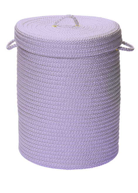 24" Purple Handmade Braided Hamper With Lid - IMAGE 1