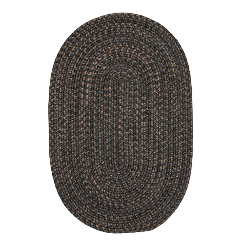 8' x 10' Brown and Blue Handcrafted Oval Braided Area Throw Rug - IMAGE 1