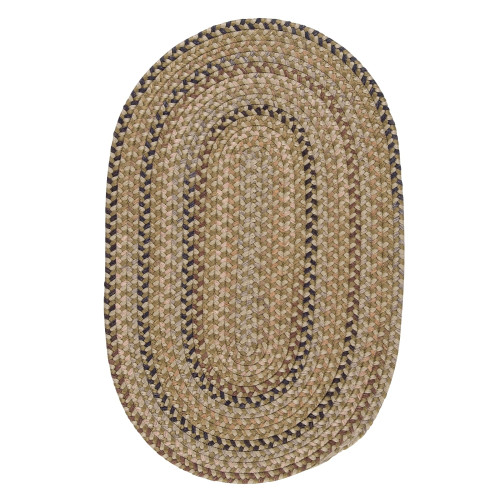 2' x 3' Green and Tan All Purpose Handcrafted Reversible Oval Area Throw Rug - IMAGE 1