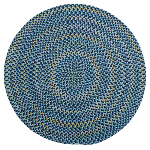 7' Blue and White All Purpose Handcrafted Reversible Round Area Throw Rug - IMAGE 1