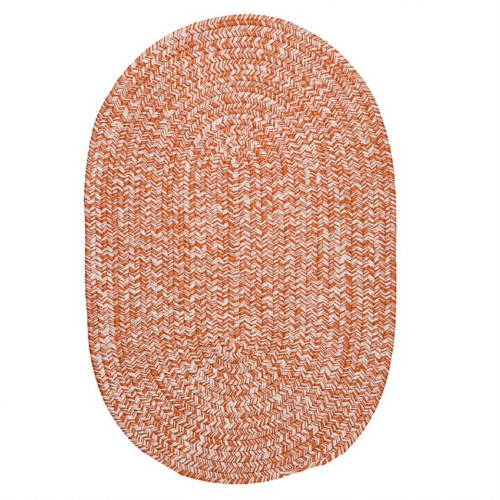 8' x 11' Orange and Beige All Purpose Tweed Handcrafted Reversible Oval Area Throw Rug - IMAGE 1