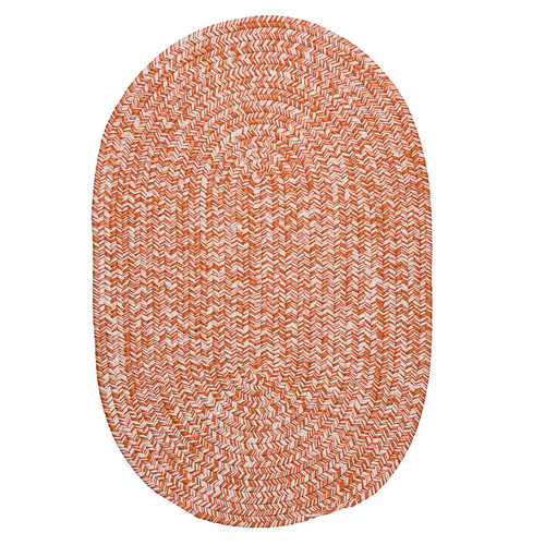 2' x 11' Orange and White All Purpose Handcrafted Reversible Oval Outdoor Area Throw Rug Runner - IMAGE 1