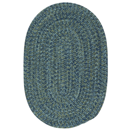 2' x 5' Navy Blue All Purpose Handmade Reversible Oval Mudroom Area Throw Rug Runner - IMAGE 1