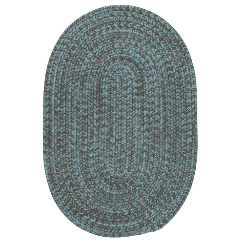 2' x 9' Blue and Gray All Purpose Handcrafted Reversible Oval Outdoor Area Throw Rug Runner - IMAGE 1