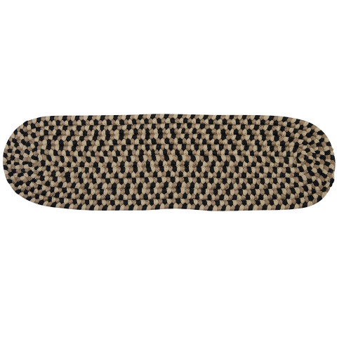 28" Beige and Brown Hand Braided Stair Tread Rug - IMAGE 1