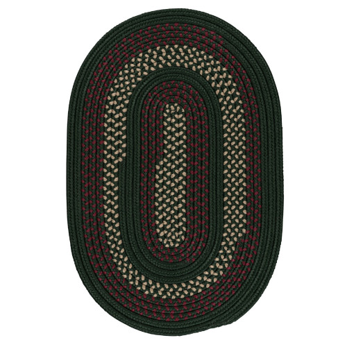 7' x 9' Hunter Green Oval Modern Braided Area Throw Rug - IMAGE 1