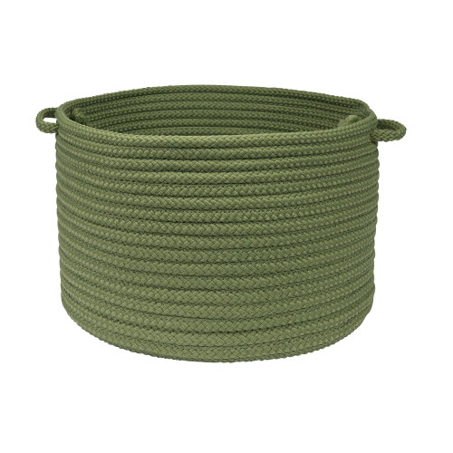 24" Moss Green Handcrafted Round Braided Basket - IMAGE 1