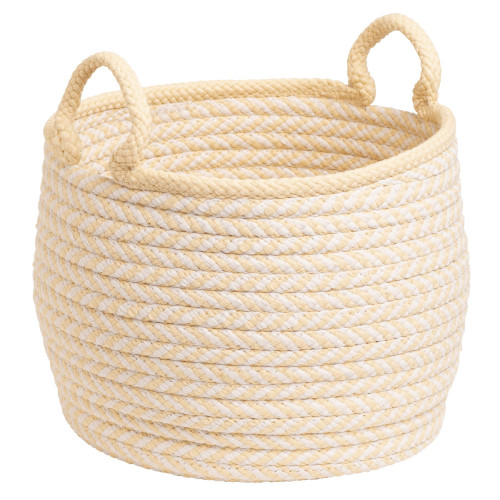 12" Sunny Yellow Classic Round Braided Storage Basket - IMAGE 1