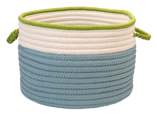 18" Bright Blue and Green Modern Round Braided Storage Basket - IMAGE 1