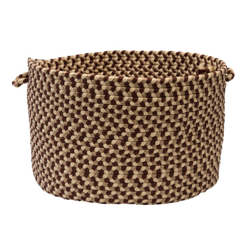 14" Brown and Beige Handmade Braided Basket - IMAGE 1