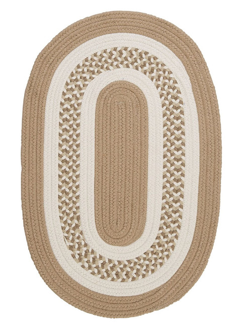 8' x 10' Brown And White Oval Handmade Braided Area Throw Rug - IMAGE 1