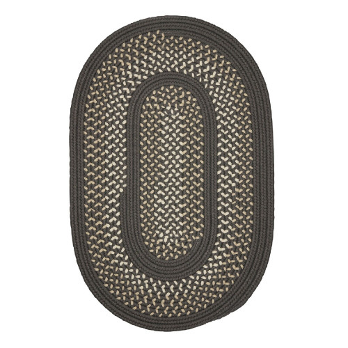 2' x 8' Gray And Beige Oval Handmade Braided Area Runner Throw Rug - IMAGE 1