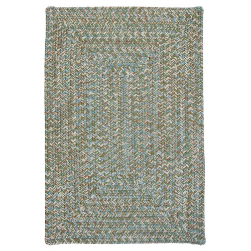 4' x 6' Seagrass Green and Blue Rectangular Braided Area Throw Rug - IMAGE 1