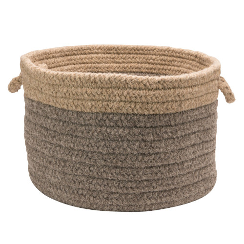 18" Gray and Beige Industrial Round Braided Storage Basket - IMAGE 1