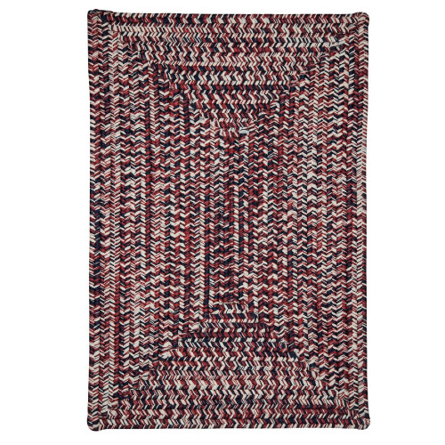 2' x 4' Red, Black and White Rectangular Handmade Braided Area Throw Rug - IMAGE 1