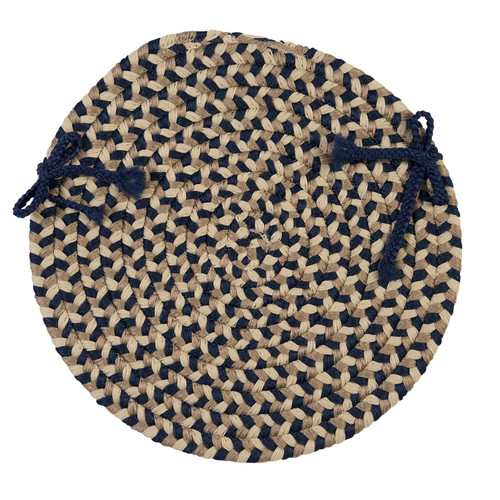 15"  Blue and Brown Braided Chair Pad - IMAGE 1