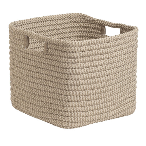 14" Natural Tan Industrial Rectangular Storage Basket - IMAGE 1