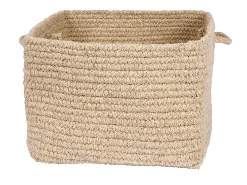 18" Sand Beige Industrial Square Braided Storage Basket - IMAGE 1