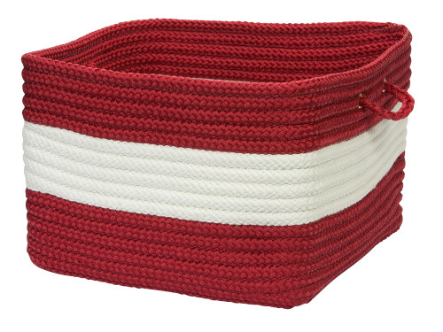 14" Brick Red Coastal Square Braided Storage Basket - IMAGE 1