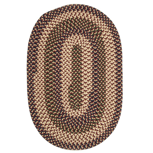 11' x 14' Beige and Red Oval Handmade Braided Area Throw Rug - IMAGE 1