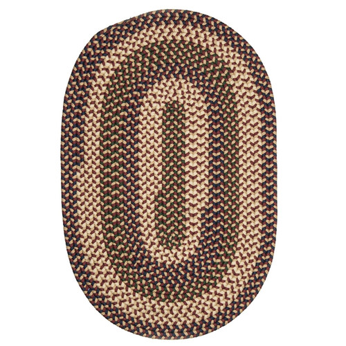 9' x 12' Beige and Red Oval Handmade Braided Area Throw Rug - IMAGE 1