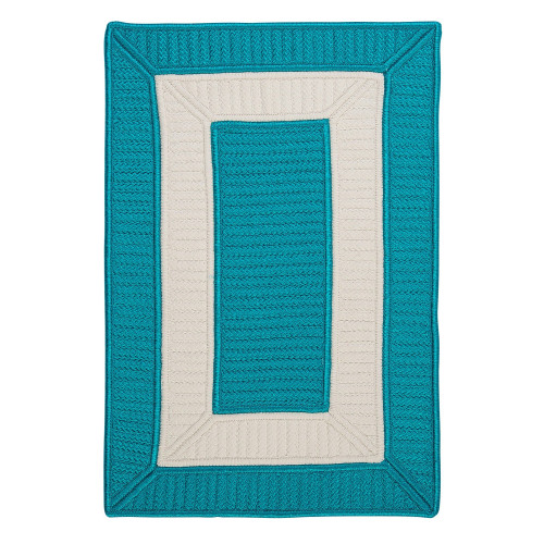 4' x 6' Blue and White Braided Rectangular Area Throw Rug - IMAGE 1