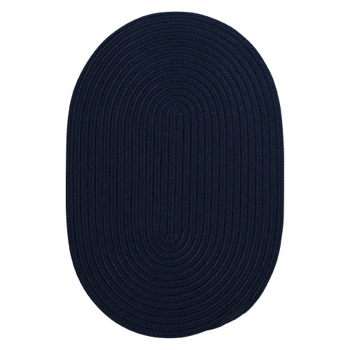 7' x 9' Navy Blue Oval Handmade Braided Area Rug - IMAGE 1