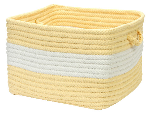 18" Sunny Yellow Coastal Square Braided Storage Basket - IMAGE 1